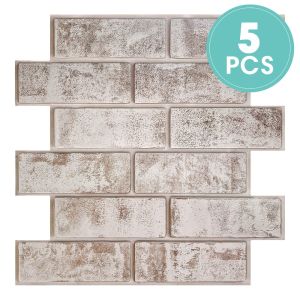5/10Pack PVC Faux Brick 3D Wall Panels Self-Adhesive Wall Stickers 11.8" x 11.8" For Kitchens Living Rooms etc. Home Decor