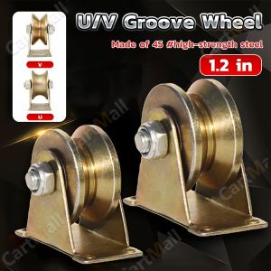 Groove Wheel Stainless Steel Sliding Door Roller for Inverted Track Rolling Gate Wire Rope Rail 1.2 Inch U/V