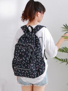 Water-Resistant Oxford Cloth Backpack Large Capacity Multi-Layer Ladies Casual Style Student Bookbag Floral Patterned Laptop Bag