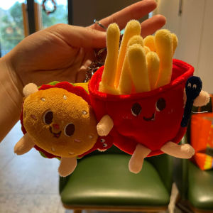 ของเล่นตุ๊กตาแฮมเบอร์เกอร์รูปถั่วน่ารัก ของตกแต่งห้อยกระเป๋า ของขวัญสร้างสรรค์สำหรับคู่รัก ห้อยกุญแจ ตุ๊กตาสัตว์น่ารัก