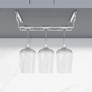Single Row Hanging Wine Glass Rack Stainless Steel