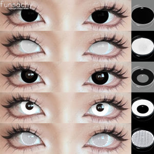 FUNSACHY Cosplay Blind Black Lenses Anime White Eye Color Lens Halloween Vampire Lenses Cosmetic Colorful Multicontacts Red Lens