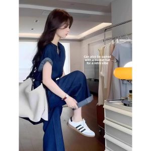 LIANGYILAILIN | Fashionable Slimming Casual Denim Shirt Set