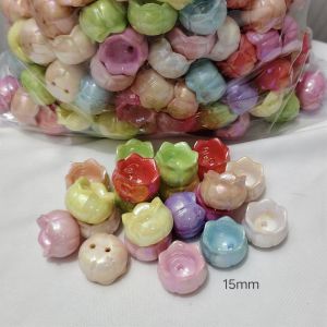 250grams(est.125pcs) Tulip Flower Pot Beads 15mm for Bracelet Necklace DIY Jewelry Making Keychain & Crafts