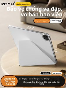 zoyu | Ốp lưng iPad Pro chống rơi hai mặt bốn góc nhẹ bằng da bảo vệ máy tính bảng Apple Air Mini 7654 có chân đế từ tính