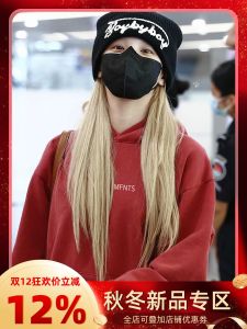 Fashionable Letter Print Hoodie Womens Red Color Spring Autumn Winter Street Style Casual Comfortable Fit Cotton Sweatshirt