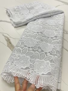 French Mesh Lace Fabric 2024 High Quality African Tulle Milk Silk Lace Nigeria Rhinestons Fabric For Women Party Dresses