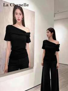 La Chapelle | Sleeve Knot Design Slimming T-Shirt