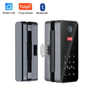Tuya Smart Door Lock for Glass Door with Fingerprint Password IC Card App Remote Key Unlock Office Keyless Entry Gateway Option