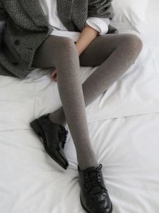2024 Autumn and Winter Foreign Trade Wool Knitting Stockings Roman Dark Pattern Wrap Fluff Jacquard Slim Looking Crotch Fleece-lined Heattech