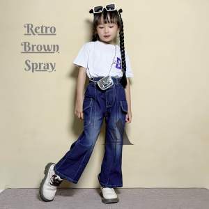 Alnaaz - Celana Jeans Cutbray Cargo Anak Perempuan Usia 2-9 Tahun