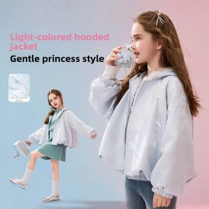 Ask Junior | New Spring Light Color Lace Sweet Hooded Jacket for Girls