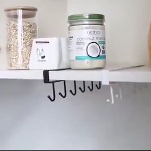 ราวแขวนชั้นวางในครัวเหล็ก 6 ตะขอเครื่องครัวกระเป๋าแขวนที่แขวนผ้าเช็ด ติดผนังชั้นวาง 6 ตะ ครูเหล็ก เสริมประสิทธิภาพ