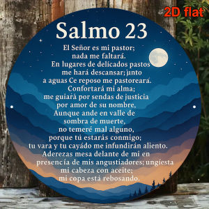 HelloYoung | 2D Flat Metal Sign Spanish Psalm 23 Bible Verse Plaque Dark Blue Gold Star Pattern Aluminium Wall Art