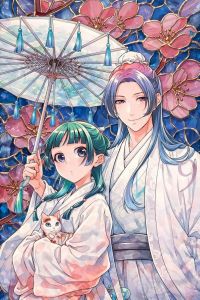 Bandai | Tranh Kim Cương Manga Nhật Bản - Bộ Tranh Kim Cương Nghệ Thuật Anime Maomao & Jinshi Trang Trí Nhà Cửa Tinh Tế Dán Đầy Đủ Không Cần Khung.
