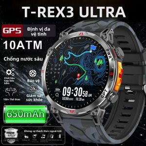 Đồng Hồ Thông Minh Quân Sự T-Rex 3 Thế Hệ Mới 2025 GPS Kép La Bàn Đo Độ Cao Áp Kế Chống Nước 5ATM Dây Đeo Thể Thao Tích Hợp Chat GPT Dành Cho Nam