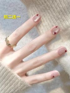 Love Cat Eye Wearable Nails Short New 2025 Elegant High-End False Nails White Enhancing Nail Patches Finished Product