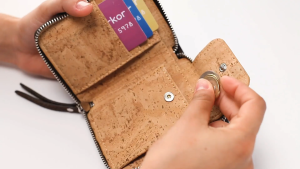 Corkor Vegan Cork Womens Square Wallet Dark Brown | RFID With Coin Pouch For Ladies Woman Small