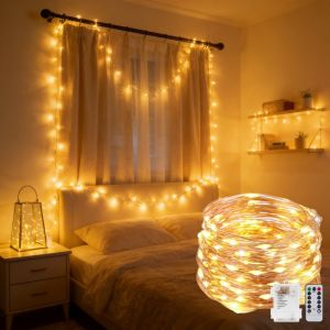 Battery Powered LED Fairy Wire String Light with Remote Birthday Wedding Garland Lamp Garden Camping Home Bedroom Decoration