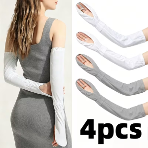 WRELS | 4Pcs Summer Sun Protection Sleeves Adjustable Breathable Driving Long Sleeves Cooling Finger Loop Anti UV Cycling Sleeves