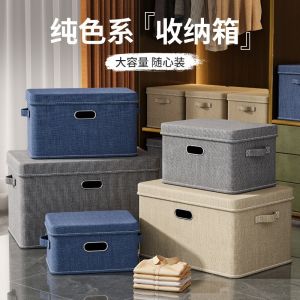 Large Capacity Fabric Storage Box for Wardrobe Japanese Style Clothing Organizer with Lid for Pants Understandable Label