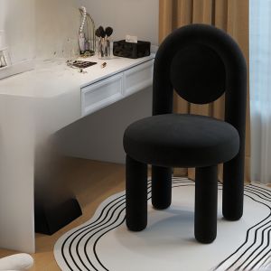 เก้าอี้แต่งหน้าสำหรับใช้ในบ้าน สำหรับผู้หญิง ห้องนั่งเล่น ห้องแต่งหน้า ร้านทำเล็บ สไตล์ INS นิยายสุดเก๋ วัสดุส่วนบนเป็นผ้าฝ้าย