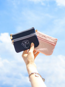 Coin Purse Womens Thin Mini Small Stylish and Portable Japanese Style Key Coin Card Holder Zipper Fabric Small Wallet