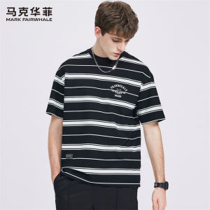 Mark Fairwhale | Soft and Elastic Short Sleeve Round Neck T-Shirt with Embroidered Stripes