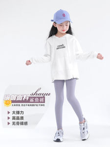 Spring Autumn Summer Thin Yoga Pants for Girls Shark Pants High Waist Long Trousers Nylon Fabric Black Color Childrens Clothing