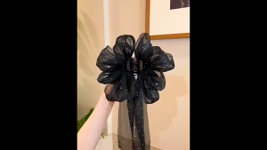 Ribbon Gauze Bow Hair Clamp Grab Clip Female Back Head Half-Tie Hair Clip Shark Clip Headdress Hair Accessories