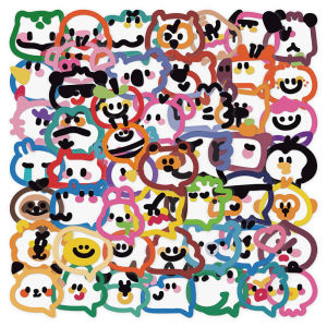 Fifty Cute Cartoon Bubble Stickers Pet Material Decorative Fun Sticker for Water Cup Guitar Fridge Basic Packaged Sticker