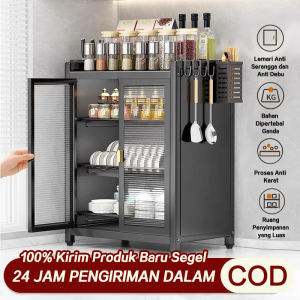 Rak Piring Lipat 2/3 Tingkat dengan Penutup Anti Debu - Rak Tatakan Saji Tempat Tisu Organizer Dapur