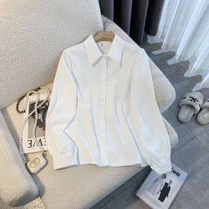 Preppy Style Loose White Shirt Female 2024 Spring & Fall New Arrival Professional Bandage Dress Chiffon Drape Shirt Commuter Top