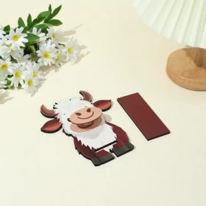 Wooden Highland Cow Eyeglass Holder & Fashion Glasses Display Stand Glasses Storage Rack Office Desk Decor Novel Home Decortion