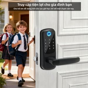 Khóa Cửa Thông Minh WiFi Với Ứng Dụng Mật Khẩu Vân Tay Sinh Trắc Học Thẻ Thông Minh Mở Khóa Bằng Chìa Khóa USB Bộ Sạc Khẩn Cấp Cho Cửa Gỗ Thép