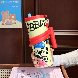 Bablov Straw Mug Insulated Water Bottle 316 Stainless Steel Water Bottle Leak-proof 610ml Portable Mug With Handle