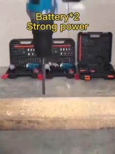 MakitaJapan Original Electric Impact Drill 168V Cordless Hand Drill Power Tools Hammer Drill Drill Double-Speed Cordless Drill 2 Li-Ion Battery Multifunctional Electric Drill Screwdriver with LED Light Accessory Set
