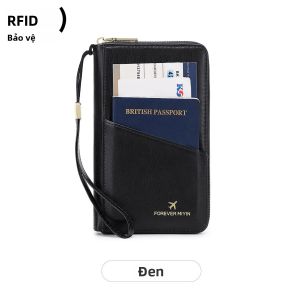 Ví Đựng Hộ Chiếu RFID Đa Năng Bằng Da PU Kẹp Túi Trước Phụ Kiện Du Lịch Thời Trang Bảo Quản An Toàn