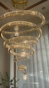 Light Luxury Villa Crystal Living Room Chandelier Simple Hotel Duplex High Ceiling Loft Apartment Spiral Staircase Light