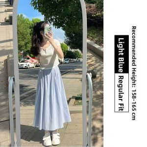 XIANYIJIAO | Icy Silk A-Line Waist-High Skirt Loose And Slimming