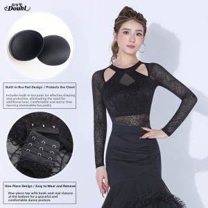 DANBAOLUO | New Fashion Mesh Bateau Neck Long Sleeve Elegant Dance Top