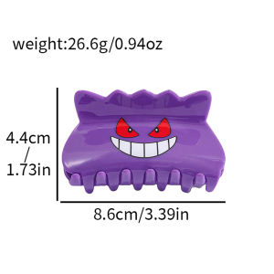 A hair clip themed around the Pokémon "Gengar". It can be used to hold hair in place and is perfect for Pokémon enthusiasts.