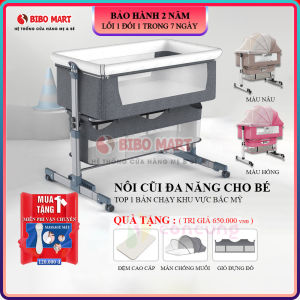 Nôi cho trẻ sơ sinh Nôi cho bé đa năng có thể gấp gọn bánh xe di chuyển dễ dàng tiện lợi chất liệu vải thoáng mát an toàn cho bé Bảo hành 2 năm
