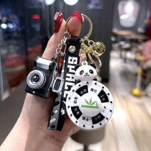 Creative Cartoon Small Animal Game Turntable Keychain Decompression Cure Panda Luminous Turntable Schoolbag Pendant Gift