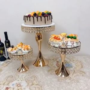 3PCS Luxury Rhinestone Elegant Fancy Party Dessert Cake Stand