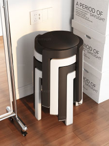 Thickened Plastic Stool Home Use Durable Stackable Soft Padded round Stool Luxury High Gloss Stool for Adults Modern Simple Style