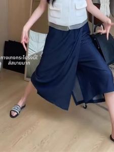 กระโปรงสั้นผ้าไหมน้ำแข็งทรงเอเอวสูง ทรงหลวม ทรงเอวสูง ทรงหลวม สำหรับผู้หญิงในฤดูร้อน ทรงหลวม ทรงหลวม กระโปรงทรงเอเอวสูง