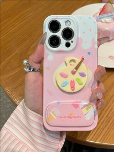 Doodle Color Palette Stand Mobile Phone Case Simple Style for iPhone 17/16/15/14/13/12/11 pro Max Xiaomi Huawei Honor Reno Plastic Protection Shell