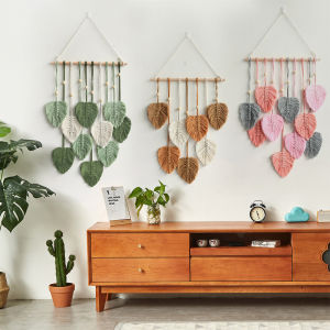 Bohemian Home Wall Hanging Woven Cotton Leaf Tapestry