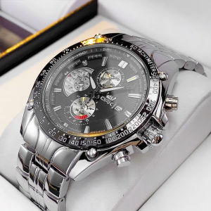 OPK Mens Waterproof Watch 2024 New Original Authentic Casual Fashion Stainless Steel Strap Quartz Calendar Luminous Chronograph Stopwatch